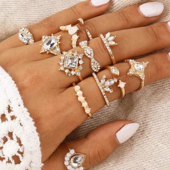 rhinestone 12pc midi rings - Picture 4 of 4